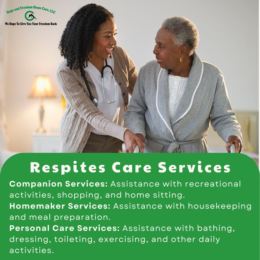 Need a breather from caregiving?
Consider respite care, it provides a secure space for your loved one while you rejuvenate. Don't forget, that taking care of yourself is crucial too. Discover possibilities at hopenfreedom.com.
#RespiteCareServices #caregiving