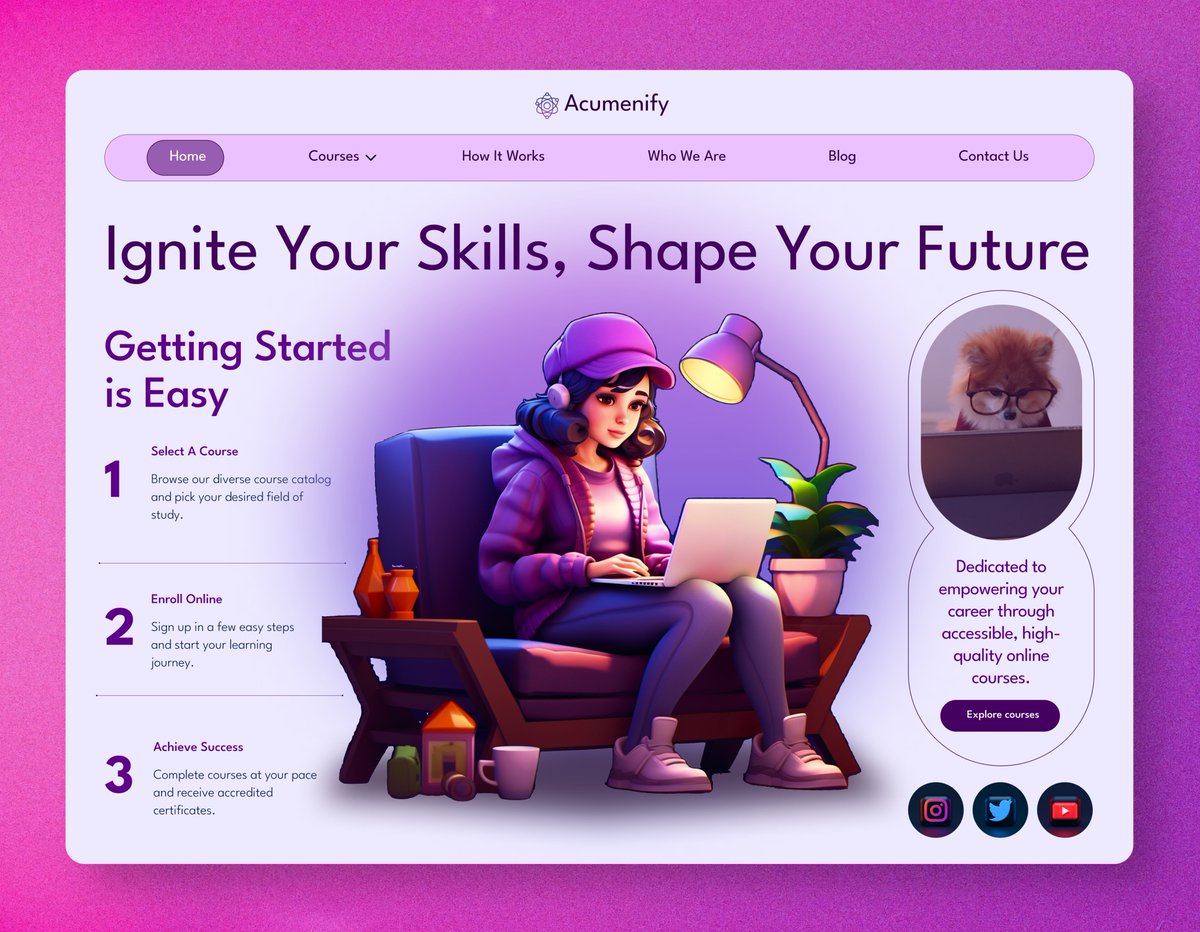 shrutidesigns_'s tweet photo. Day 21/30 of the #30daysofwebdesign  Today I created a Design of a hero section for a website that offers a variety of online courses in different subjects 🧑🏼‍🏫#figma #buildinpublic https://t.co/5wCn6TC47U