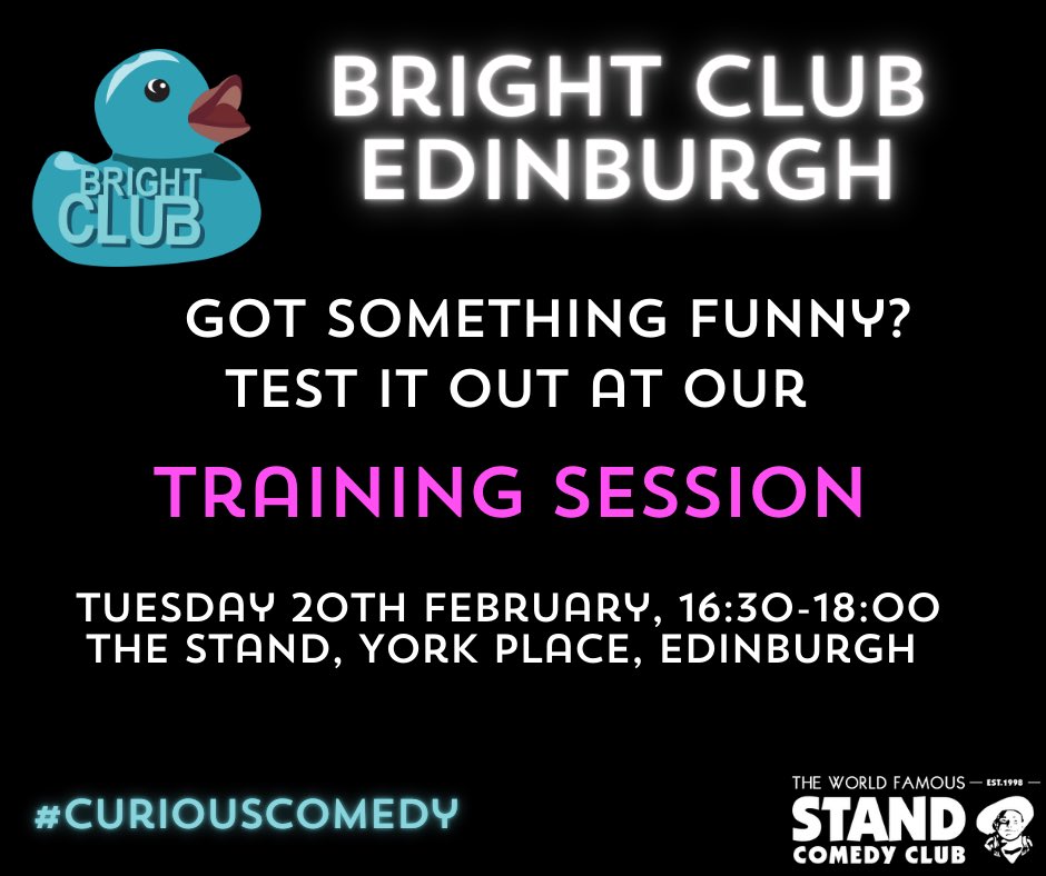 📣 Our next training session for budding curious-comics is TOMORROW 20 Feb 4.30-6pm. Got a funny idea about your topic? Come along and share your funny with us! Like or comment if you’re coming along! #curiouscomedy