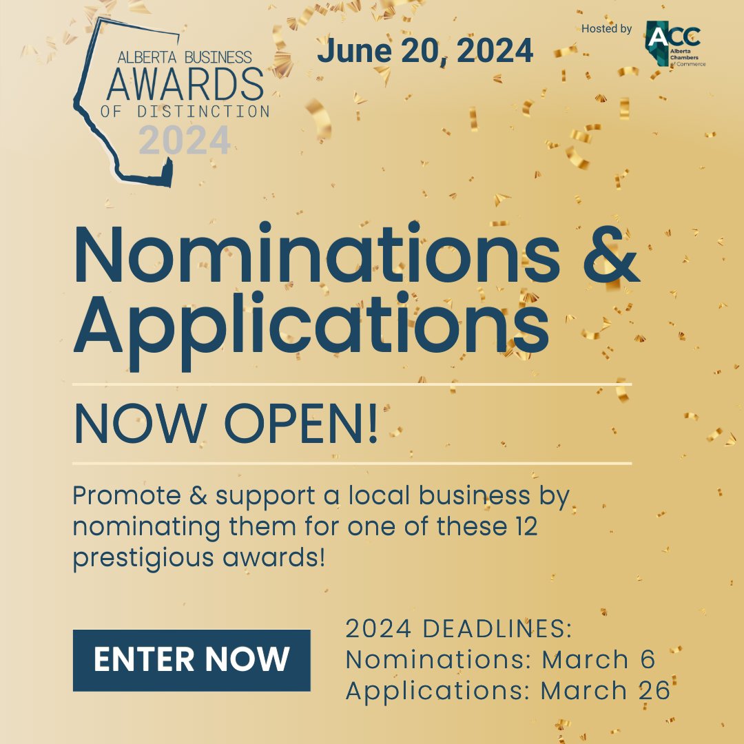 Unleash the spirit of excellence! Elevate Alberta's business landscape by shining a spotlight on outstanding achievements. Nominate a deserving business or step into the spotlight yourself🌟 Enter now! abbusinessawards.com  #abbiz #abad #abbizawards #abchambers #abad2024