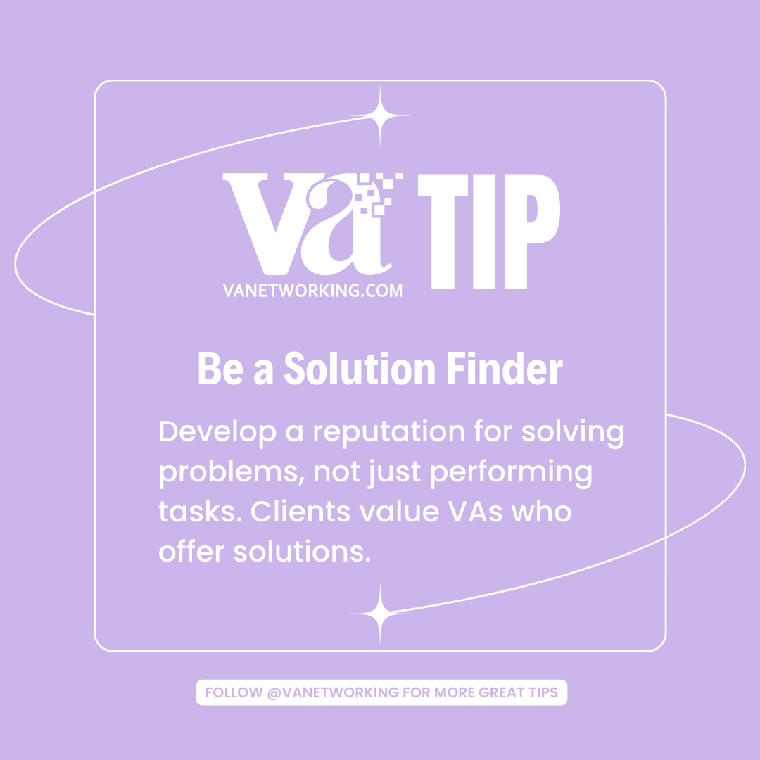 vanetworking's tweet image. VA Tip: Be a Solution Finder

Develop a reputation for solving problems, not just performing tasks. Clients value VAs who offer solutions.

#VAtipsandtricks #VAnetworking #VAsolutions