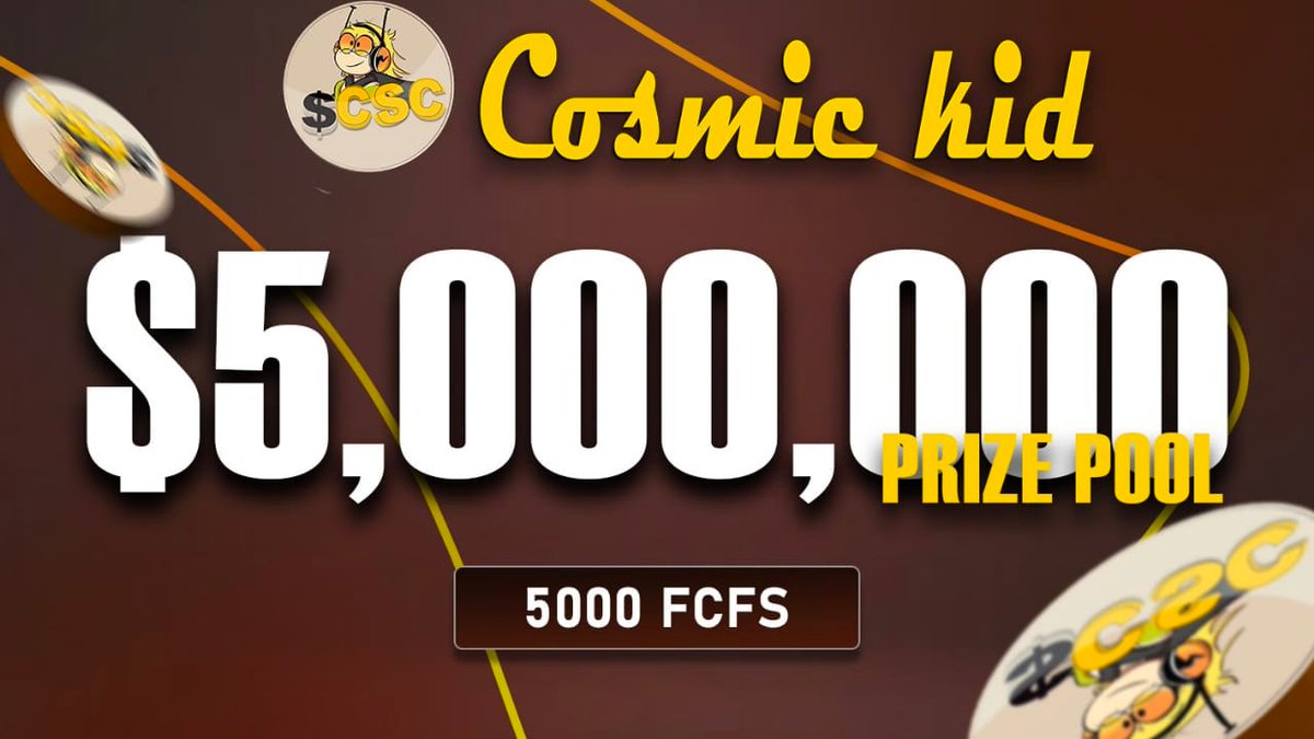 airdropinspect's tweet photo. New airdrop: COSMIC KID (CSC)
Total Reward: 5,000,000 CSC
Rate: ⭐️⭐️⭐️⭐️
Winners: 5,000 FCFS
Distribution: 26th February

Airdrop Link: https://t.co/UCZaW0GlQj

#Airdrop #Airdrops #Airdropinspector #SOL #COSMICKID #CSC #Memetoken #Memecoin #Memeseason #CryptoMeme #Giveaway #NewAirdrop #BigAirdrop #FCFSAirdrop #Giveaways #WEB3 #Crypto #Bitcoin