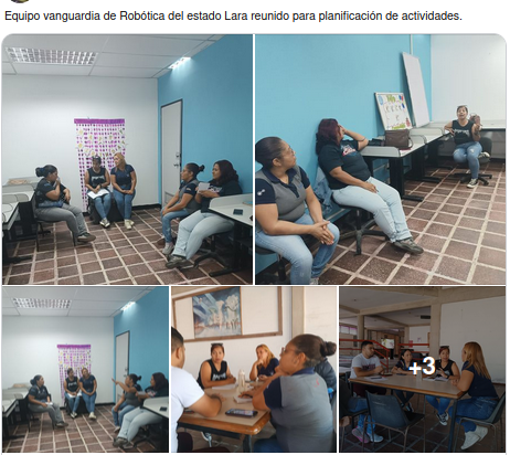 Equipo de vanguardia  de infocentro  de robóticas del estado Lara  Continúa   Planificando: talleres, charlas  para ser impartidas  en las comunidades.<a href="/LaRosaInfoVE/">LaRosaInfoVE</a> <a href="/Gabrielasjr/">Gabriela Jiménez</a>
<a href="/Mincyt_VE/">Ministerio del P. P para Ciencia y Tecnología</a>