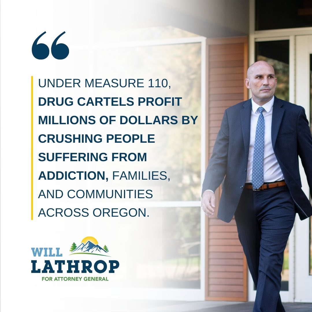 I recently spoke with a sheriff in the metro area that shared with me that the foreign drug cartels are advertising Oregon as a place where “everyone does drugs and nobody gets in trouble.” 

#Measure110 - the unmitigated legalization of the most dangerous and addictive drugs in