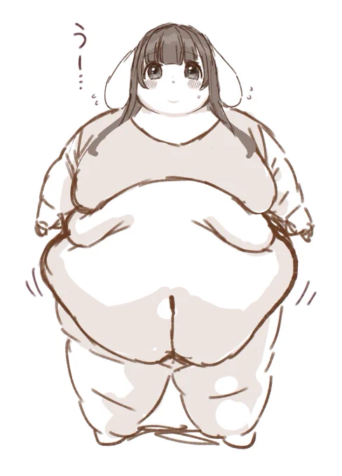 ぱっちりおめめまんまる二重あごまっすぐおろせない腕おっぱいの下におっぱい(?)縦割れおへそ腹肉エプロン重たい体重を支えるためのガニ股立ち... 