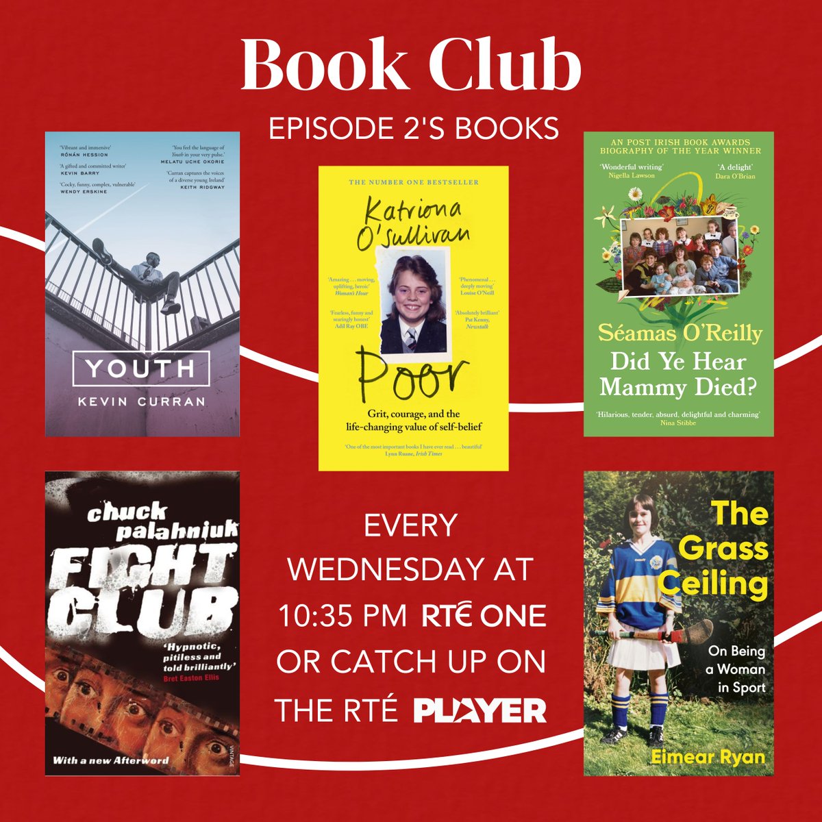 Great to hear so many of you enjoyed programme 1 in the new series of Book Club, RTE 1 #bookclub_tv. Here are the books being reviewed on Episode 2,  Book Club, RTE 1, Wednesday 21st February, 10.35pm. Love to hear what you think!