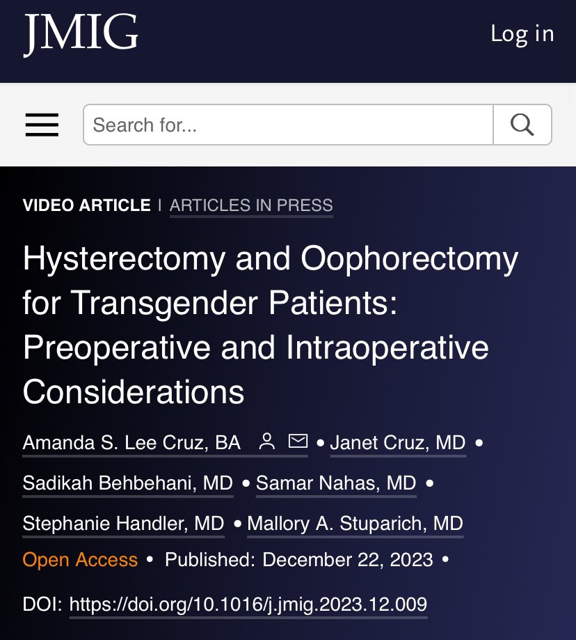 Feb is Fundamentals of Hysterectomy month for the MIGS Fellows, and I’m back hosting #jmigjc this month! Join me on Thursday, 2/22 as we review a Dec 2023 article on Hyst +/- BSO for the transgender patient published by @malstumd et al. Looking forward to reviewing these pearls!