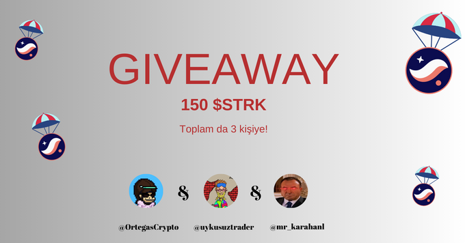 300 Dolarlık Çekiliş🎁

Toplam da 3 kişiye 150 $STRK veriyoruz.
(Otc fiyatıyla kişi başı 100$ değerinde.)

Şartlar;
1️⃣ Hesapları takip et-> <a href="/uykusuztrader/">uykusuztrader</a> x <a href="/mr_karahanl/">Emre</a> x <a href="/OrtegasCrypto/">ortegas</a> 
2️⃣ Gönderiye RT (♻️) ve Like(🩷) at

Süre 48 saat⏳
Bol şans🤞

Birçoğunuzun moreli bozuk