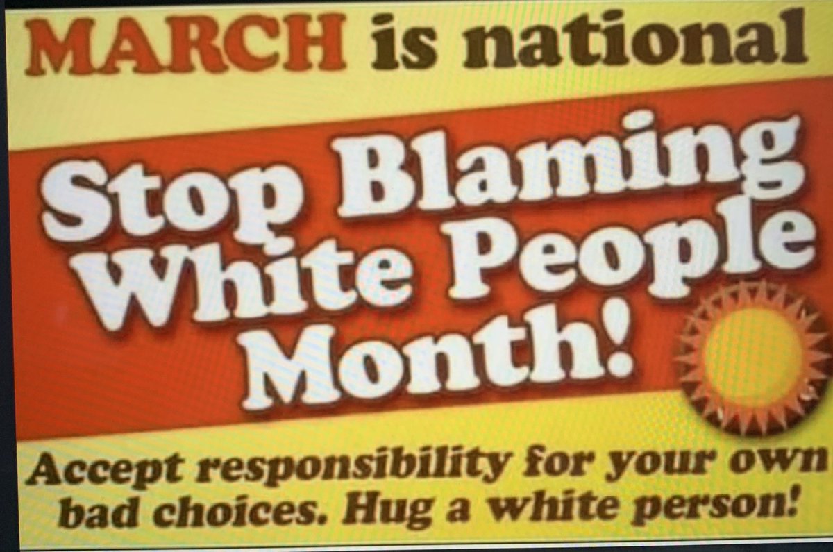 #PresidentsDay. It’s not to early to start planning for Stop Blaming White People Month!  #WokenessMentalIllness #Woke
#Trump2024 #FJB
