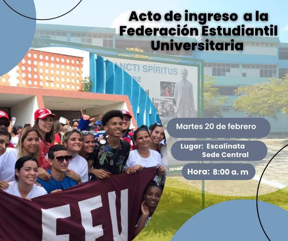 Mañana los estudiantes de primer año ingresarán a la organización juvenil más antigua de Cuba. La @FeuCuba te abre los brazos para juntos transformar la universidad. #TransformamosParaElDesarrollo #UniversidadCubana