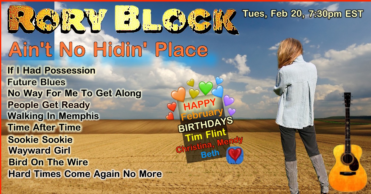 #228 - Ain't No Hidin' Place Tuesday, Feb 20th, 7:30pm EST Ticket Links -> roryblock.ticketleap.com/228-aint-no-hi…
