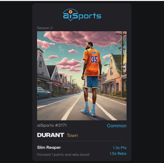 aisportspro's tweet photo. Season 2 Presale &amp; Giveaway 🎉

You can mint your #S2 NFTs this Thursday with 45oz of Juice!

Want to get in on the action early? We've listed 10 of our favorite Rare ($29) &amp; Legendaries ($79) on @flowty_io: https://t.co/feCk4RnICp

Like and retweet to win this #S2 Durant 👇 https://t.co/0Ii0S3qWNB