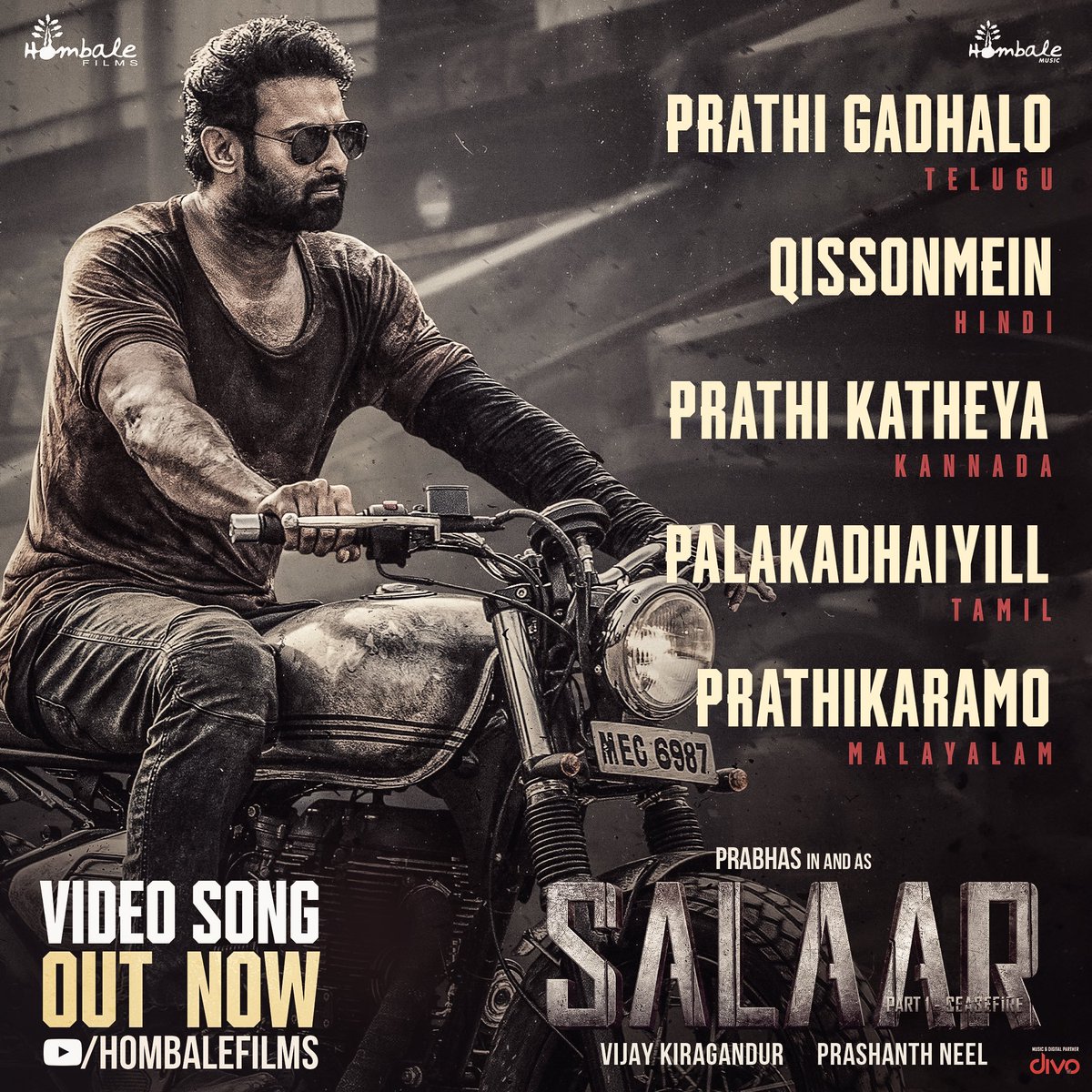 The Video Song of #PrathiGaadhalo #QissonMein #Prathikatheya #Prathikaramo #PalaKadhaiyill Out Now 🎵

🔗 bit.ly/Salaar-2ndSing…

#Salaar | #SalaarCeaseFire |#Prabhas𓃵 |#PrashanthNeel