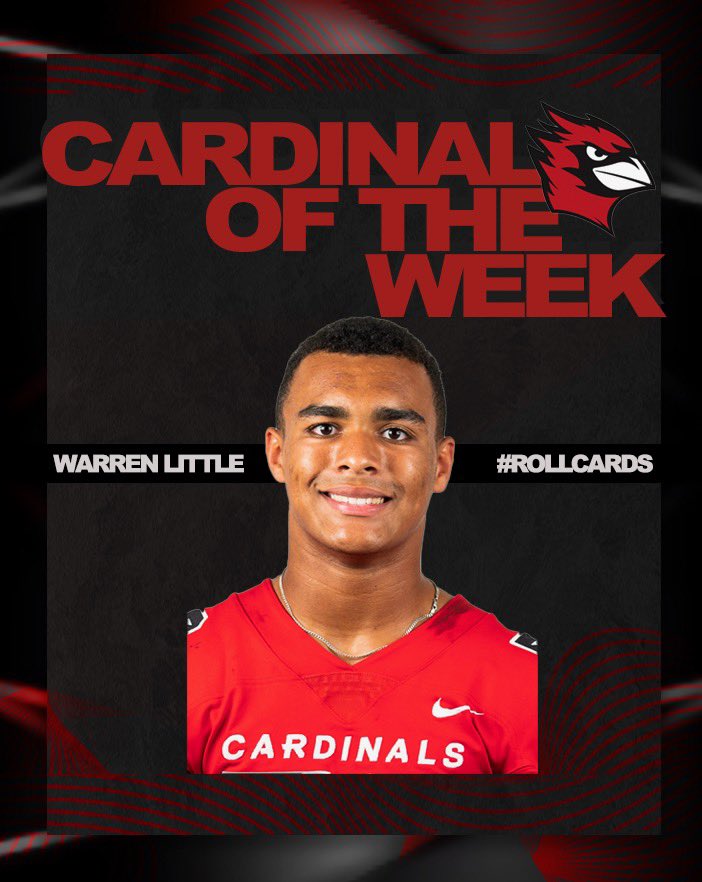 Congratulations to our Week 3 Cardinals of the Week‼️ Jared Lindstrom is a freshman WR from Manchester, CT Warren Little is a freshman LB from Trumbull, CT Roll Cards🔴⚫️ #TheProcess