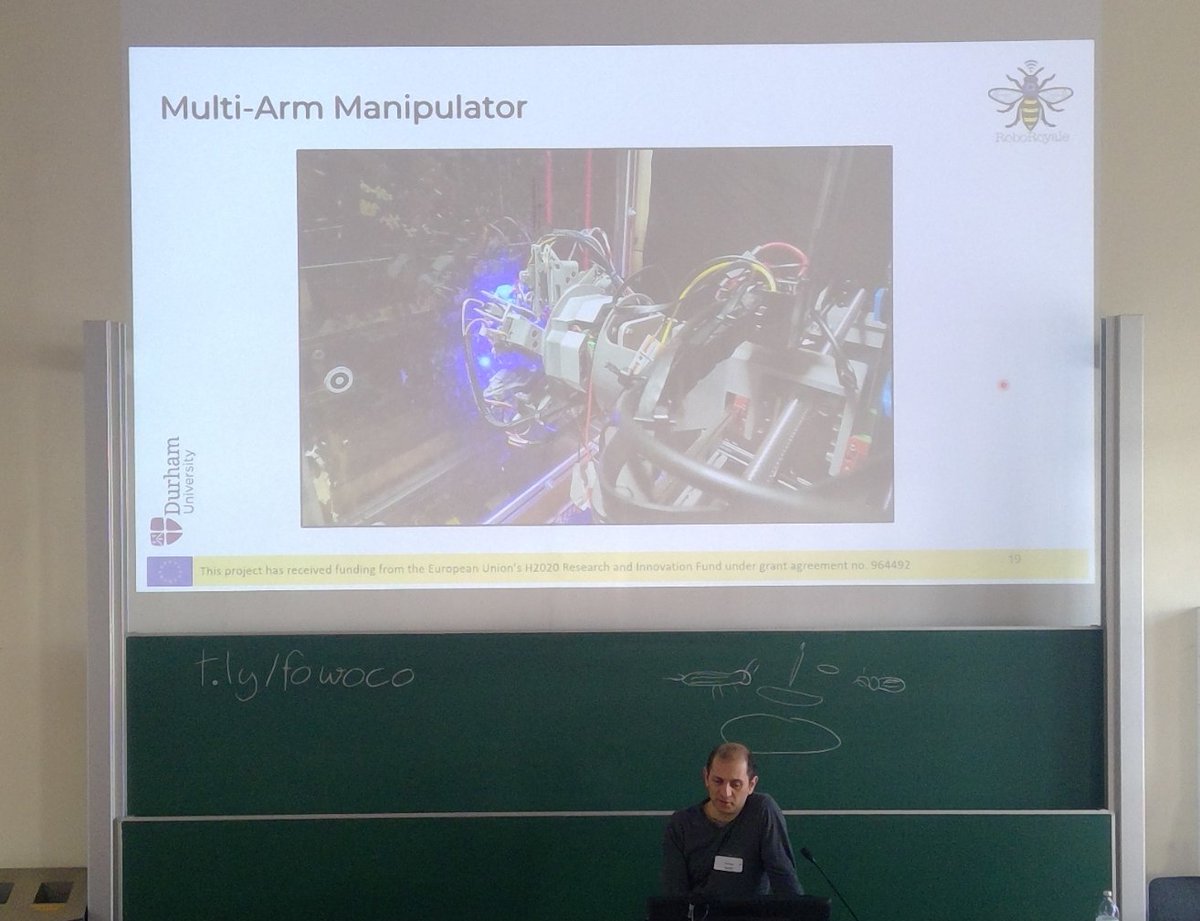 Great presentation by <a href="/ArvinFarshad/">Farshad Arvin</a> about recent advances on 'Multi Robotic Design for Robots-Insect Swarms Interactions' in our RoboRoyale project 🤖🐝