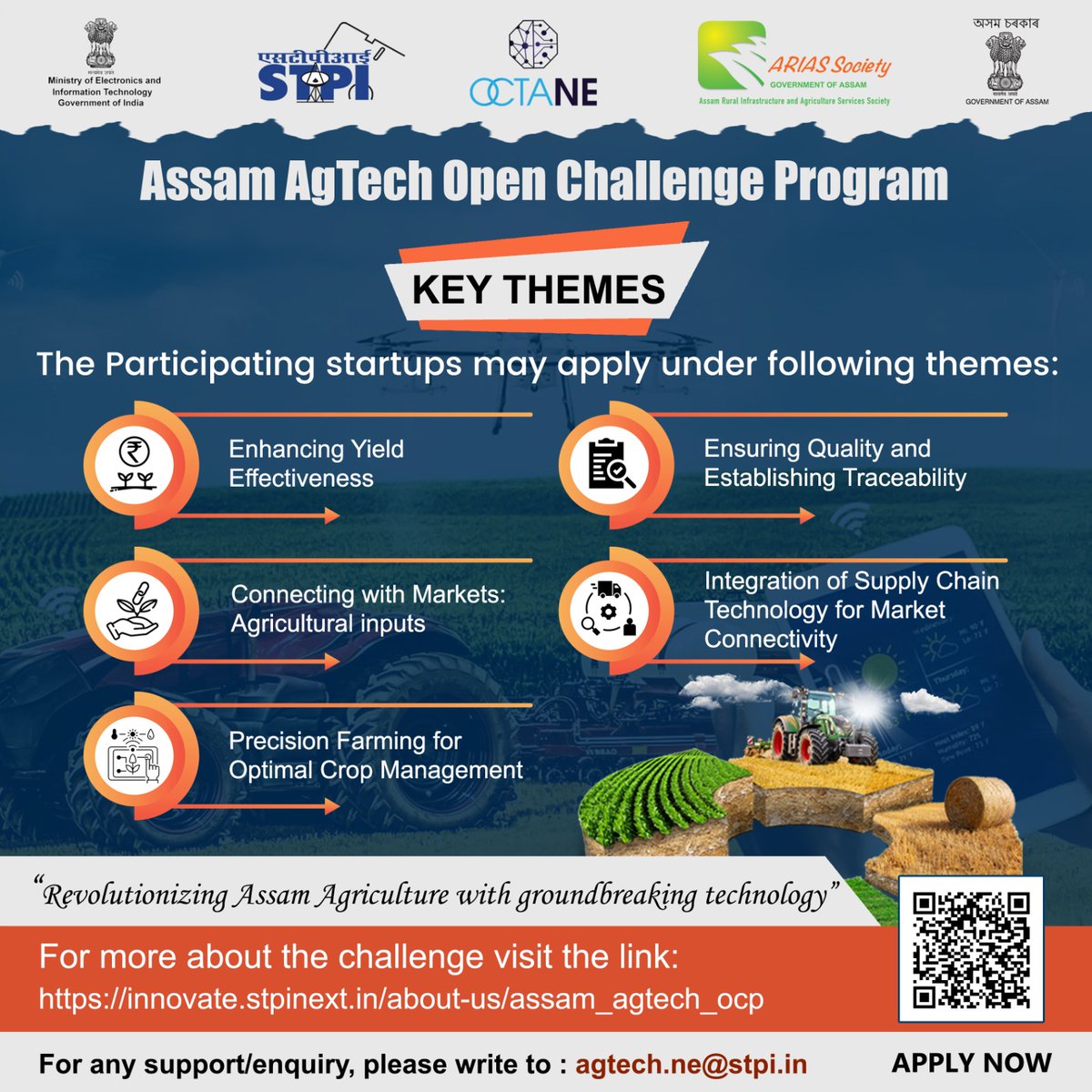 Attention #AgriTechStartups!! 📢 Participate in the #AssamAgTechOCP to showcase your technological solutions that meets the challenges of farmers in Assam. @stpiindia @apartassam @agriassam For detail, please visit - innovate.stpinext.in/about-us/assam…