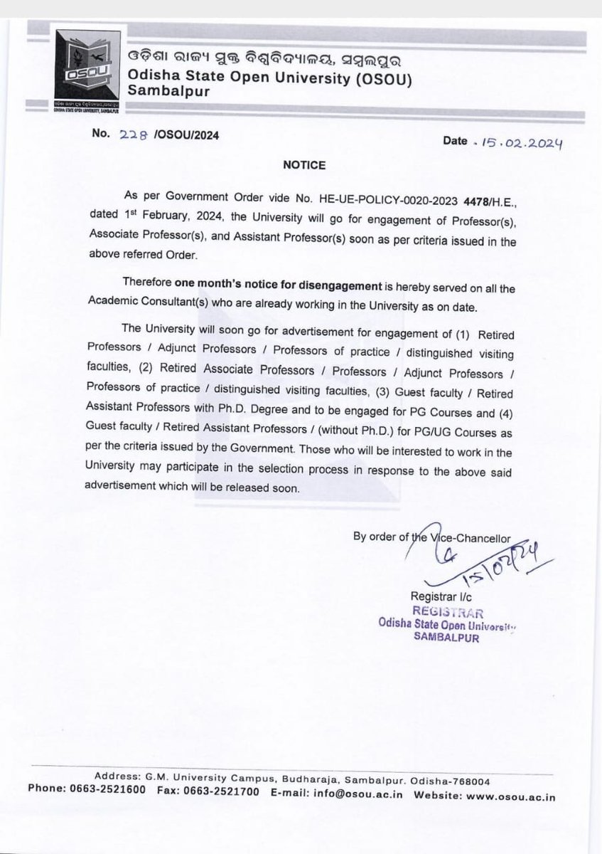 OdishaPatrika's tweet image. ରାଜ୍ୟର ମୁକ୍ତ ଉଚ୍ଚଶିକ୍ଷାର ବିକଳ ଚିତ୍ର l ସାଧାରଣ ନିର୍ବାଚନ ପୂର୍ବରୁ ବ୍ୟାପକ ଛଟେଇ ବିଜ୍ଞପ୍ତି l ନୂଆଙ୍କୁ ସୁଯୋଗ ଦେବା ପରିବର୍ତ୍ତେ ଅବସରପ୍ରାପ୍ତଙ୍କୁ ଥଇଥାନ କରିବାକୁ ପ୍ରଶାସନିକ ପ୍ରଚେଷ୍ଟା l
#Odisha #HigherEducation #OSOU #Sambalpur