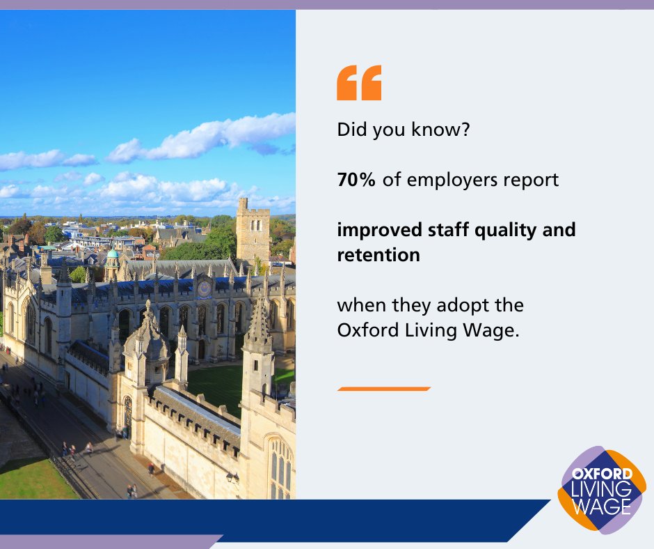 It is #OxfordLivingWage  month. In 2023 there were 120 OLW employers.  To support more to join, @OxfordCity has issued a guide on how to become an Oxford Living wage employer, which, they claim, improves staff retention. x.com/OxfordCity/sta…