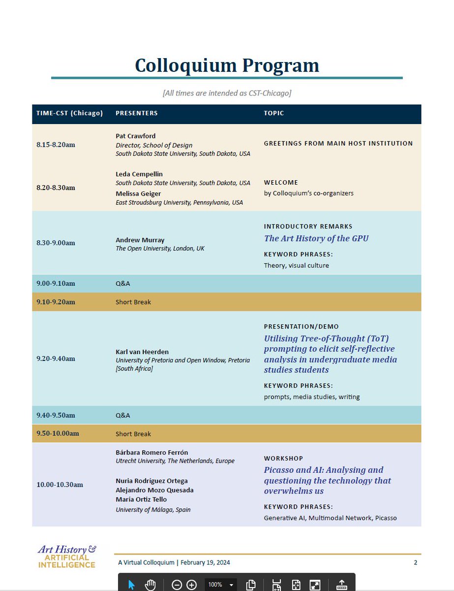 Esta tarde estaremos presentando nuestro proyecto formativo Picasso and AI: analysing and questioning the technology that overwhelms us, una inicitiva de @TelefonicaUMA, <a href="/iArtHislab/">iArtHis_Lab</a> y <a href="/TransUma/">TransUMA</a>. Con <a href="/Barbararomf/">Bárbara Romero Ferrón</a>, <a href="/Karamazov1881/">María</a>  y A. Mozo.
Más info en: catedratelefonicauma.es/actividades/pi…