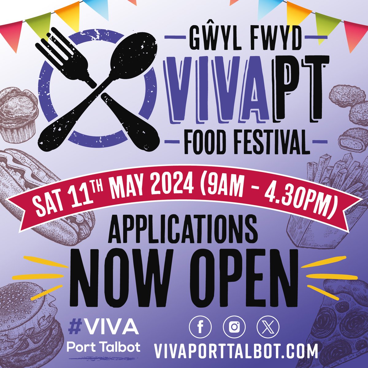 Get ready Port Talbot – the VivaPT Food Festival 2024 returns on Saturday 11th May!
After the MEGA success of last year’s event, we couldn’t not bring this one back! And here’s the best part: we’re making this one even bigger and better! 😝