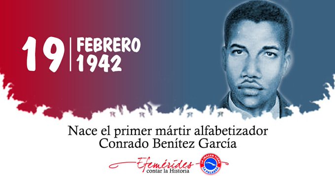 Recordamos a Conrado Benítez en el 82 aniversario de su natalicio. Joven maestro que tomó el libro como arma y al que no pudieron hacer traicionar a su pueblo y la revolución. Su ejemplo vive. #Cuba #CubaViveEnSuHistoria #CubaPorLaVida