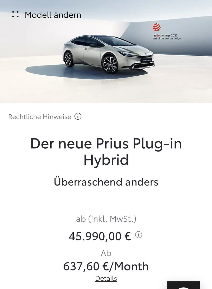 wholemars's tweet photo. The Tesla Model Y is now cheaper than the Toyota Prius in Germany — before factoring in fuel or maintenance savings. https://t.co/GDmnQpWk3F