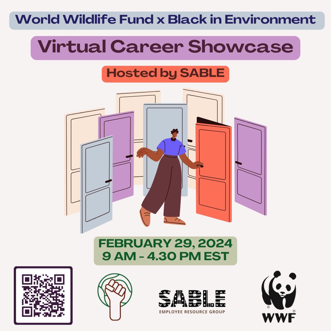 📣 Join us for our ✨free✨ virtual Career Showcase, presented by @World_Wildlife & the Sustaining Active Black Leadership and Empowerment (SABLE) ERG, for an opportunity to connect with @World_Wildlife experts, staff, and other professionals! Register at wwfxbieshowcase.vfairs.com