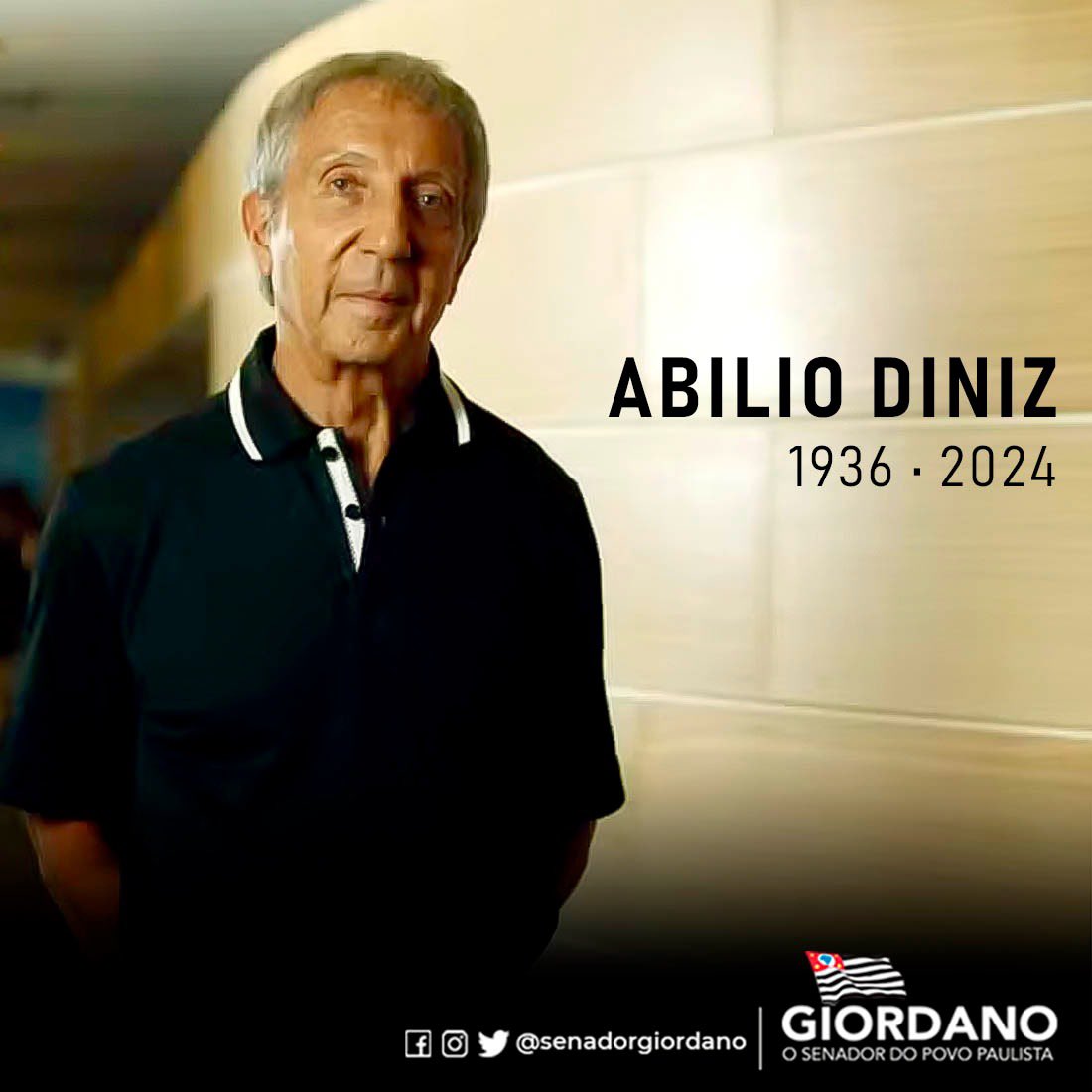 O Brasil perde um de seus maiores empreendedores. Aos 87 anos, um dos empresários mais importantes e influentes do Brasil das últimas décadas, o paulista Abilio Diniz nos deixa um legado de perseverança sem igual no mundo dos negócios.

Aos familiares e amigos, meus sentimentos.