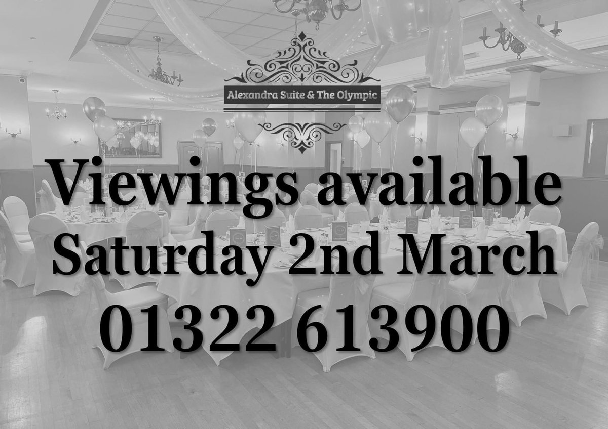 Looking for a venue for 100+ people?🎈
Want to come and see our venue in person and speak to our team but can’t do weekday appointments? 

We can offer viewings on Saturday 2nd March – give our team a call on 01322 613900!📞