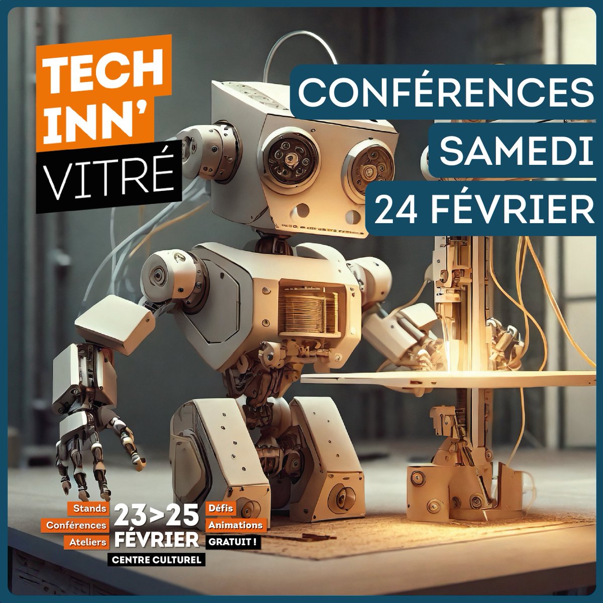 🎉TECH INN’VITRÉ [J-4]🎉 - Découvrez les conférences du samedi 24 février avec Stéphane Godin, Olivier Gassies, Erwan Vappreau, Marie Babel, François Mocq et Simon Chapalain. + d’infos sur : techinn.vitrecommunaute.bzh #TIV24 #Conférences #Numérique #Technologie