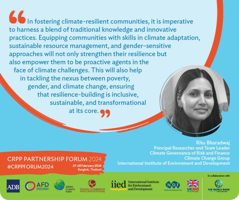 We're a partner in the Community Resilience Partnership Program (CRPP), which helps countries and communities in Asia and the Pacific scale up investments in climate #adaptation that target the nexus between climate change, poverty and #gender. --&gt; adb.org/news/events/co…