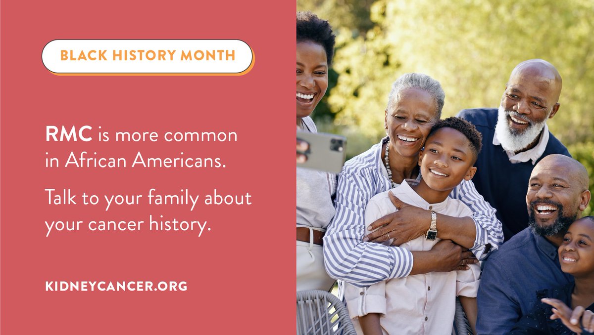 Renal Medullary Carcinoma (RMC) is a rare type of #kidneycancer that's more common for black communities in the US. It's important to talk to your family & doctors about your #cancer history. Learn more about RMC here: kidneycancer.org/know-and-tell/ #renalmedullarycarcinoma #rarecancer