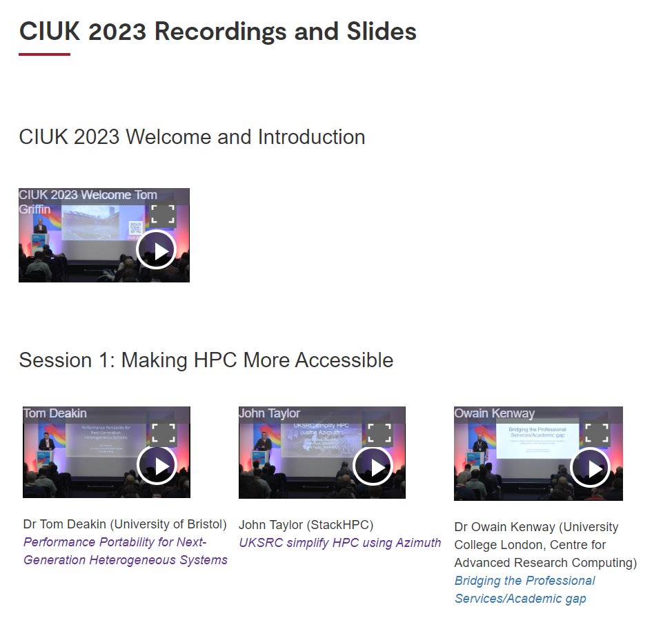 The recordings and slides from #CIUK2023 are now available to view on the conference website... scd.stfc.ac.uk/Pages/CIUK-202…