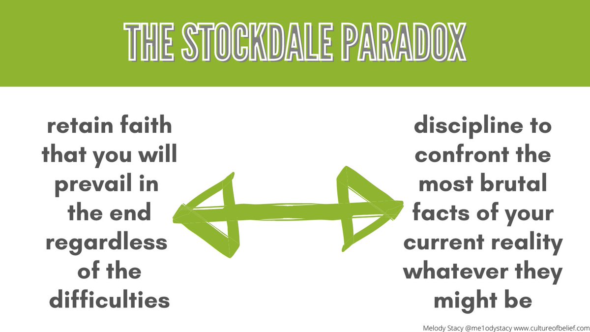 Inspiring hope begins by being transparent about challenges. The Stockdale Paradox👉 never confuse faith that you will prevail in the end—which you can never afford to lose—w the discipline to confront the most brutal facts of your current reality. #hopedealer #cultureofbelief