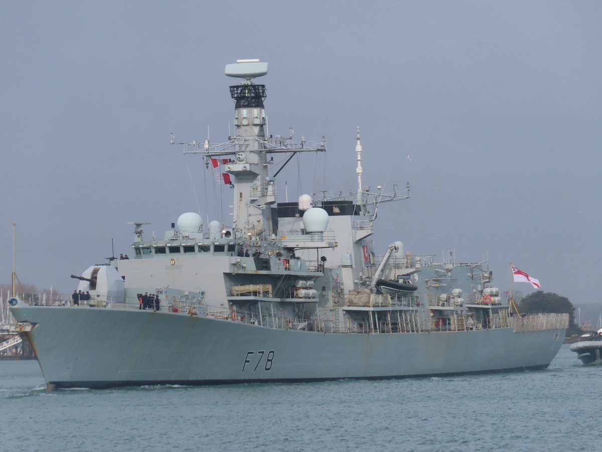 WarshipCam's tweet photo. HMS Kent (F78) Duke-class frigate leaving Portsmouth, England - February 19, 2024 #hmskent #f78
SRC: TW-@georgeemmett8 https://t.co/GhAuTdcKzt