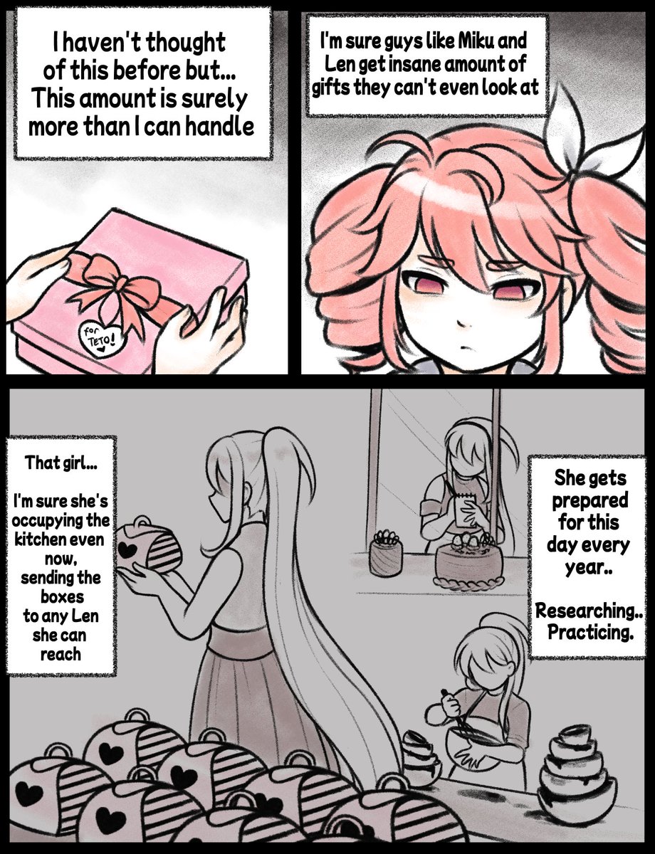 ChanPotei's tweet photo. A Kasane Teto x Sukone Tei comic about Valentine's (1/2)
#重音テト https://t.co/jAlbHNqhaK
