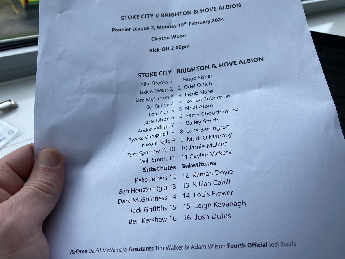 PeteSmith1983's tweet photo. At Stoke under-21s vs Brighton. Game time for Vidigal and Campbell https://t.co/NgXRNnNVBx