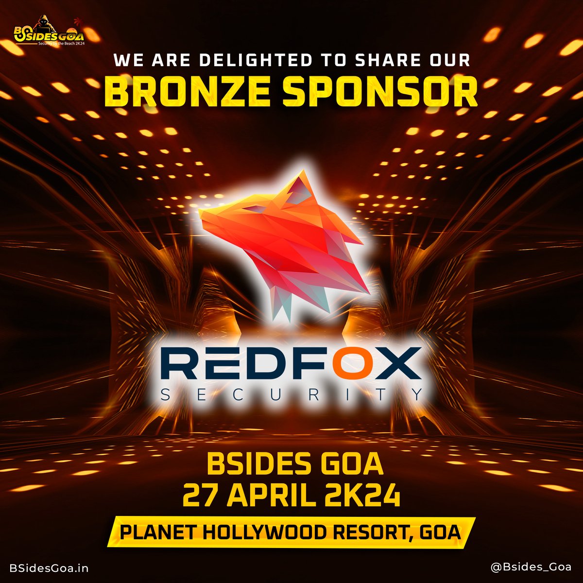 🎖️Presenting Our Exclusive Bronze Sponsor!🎖️

We're thrilled to welcome @redfoxsec  (RedFox Security) on board as a Bronze Sponsor for BSides Goa 2024! 🥉

A huge shoutout to RedFox Security for their support and commitment to making our cybersecurity event even more spectacular.