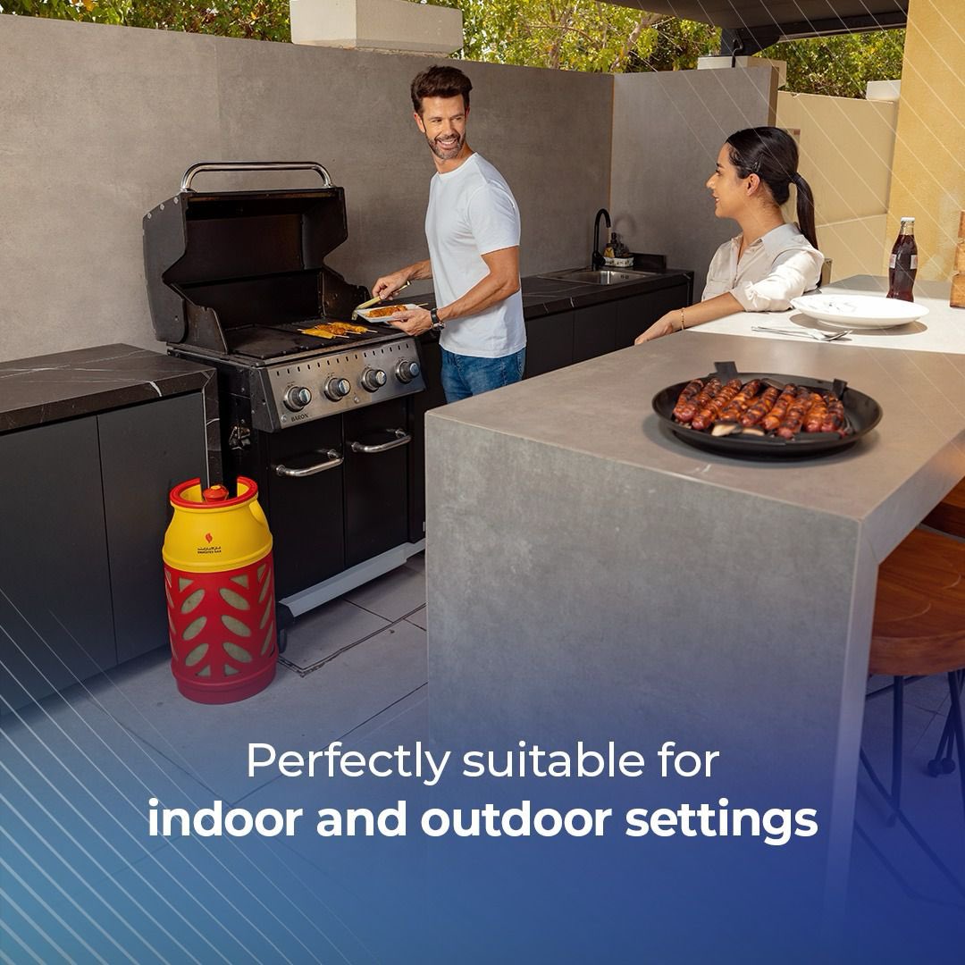 EmiratesGas's tweet photo. Enjoy the weather with LPG Composite Cylinders – your ideal choice for all your indoor or outdoor cooking needs. Lightweight and portable, their translucent design allows for easy gas level monitoring, while advanced safety features ensure peace of mind. https://t.co/1017ZtFcPh