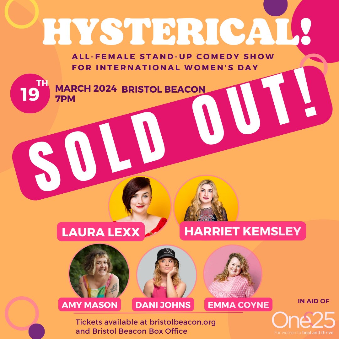 Our first ever comedy night is now a SELL OUT SHOW! We still have some exciting sponsorship packages available, starting at just £200. Full details here: one25.org.uk/hysterical-spo… #bristol #corporatesponsorship #charity #comedy #women @lauralexx @harrietkemsley @itsdanijohns