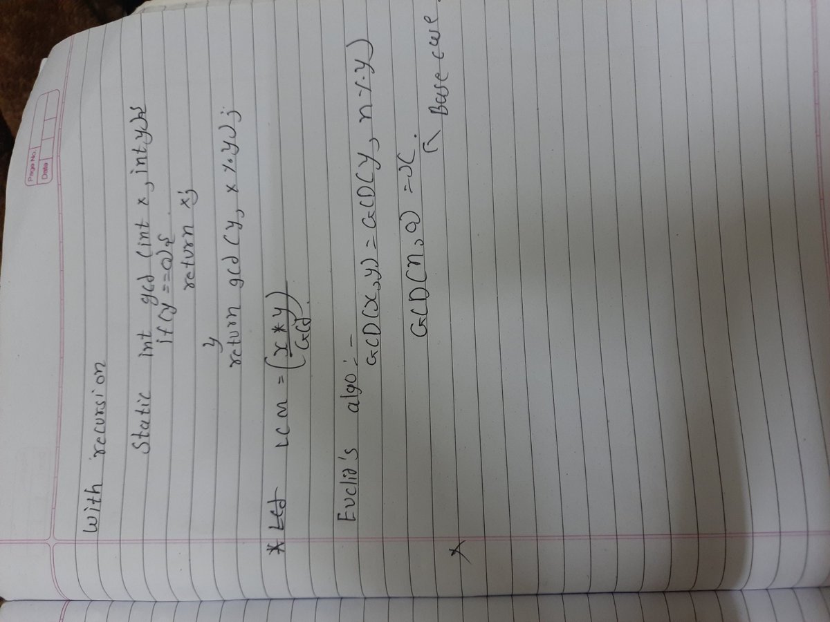 DK_DEV226's tweet photo. Day 25  Dsa:- recursion question
*Find gcd using recursion
#dsa
#recursion #handwrittennotes 
#100daysofcode https://t.co/ItqjaBeEZU