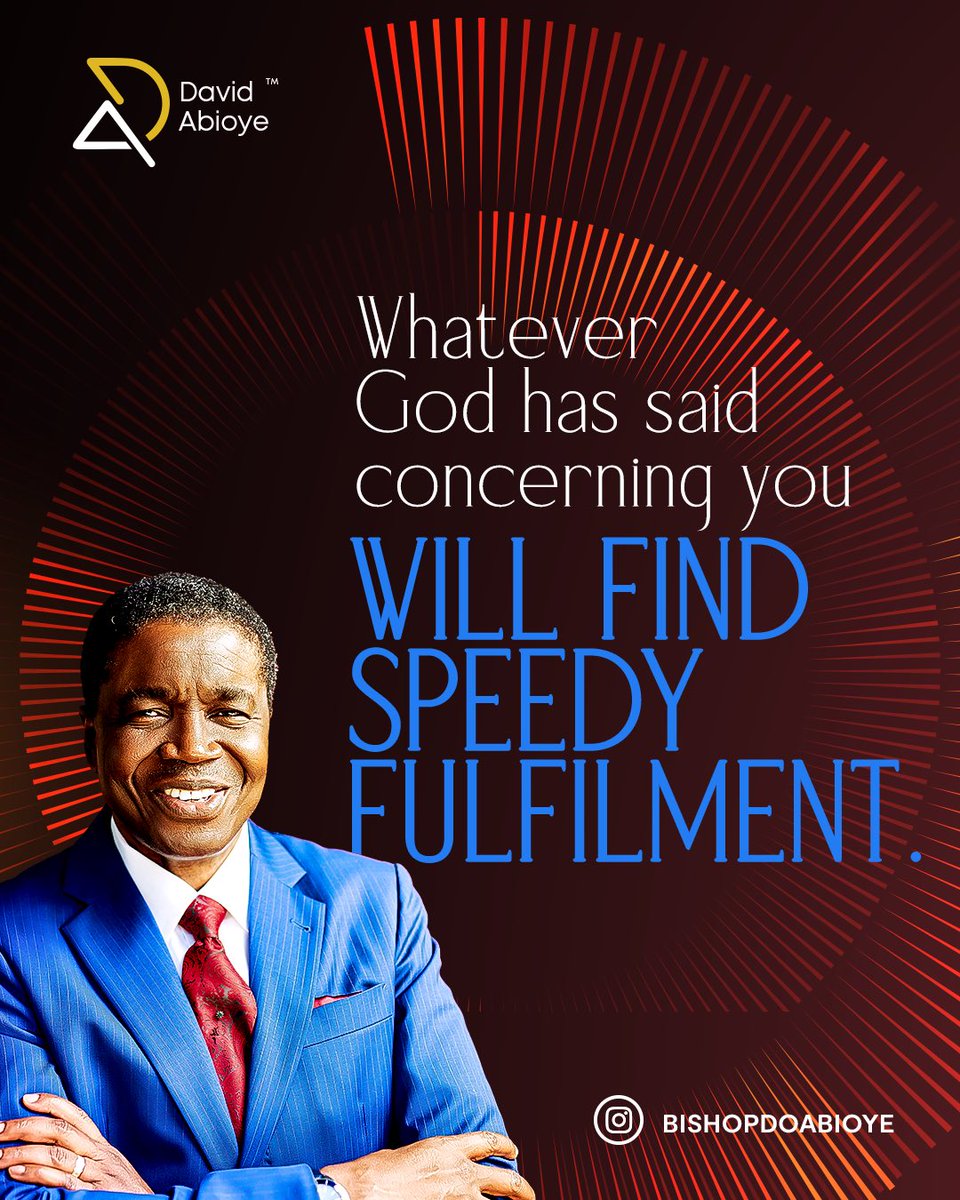 BishopDOAbioye's tweet photo. You will not wait any longer.    God is fast-tracking His promises to you, and bringing you into your desired testimonies.    Type “I RECEIVE WITH SPEED” to claim it. 
 
#BishopDavidAbioye https://t.co/whiZEGJngc
