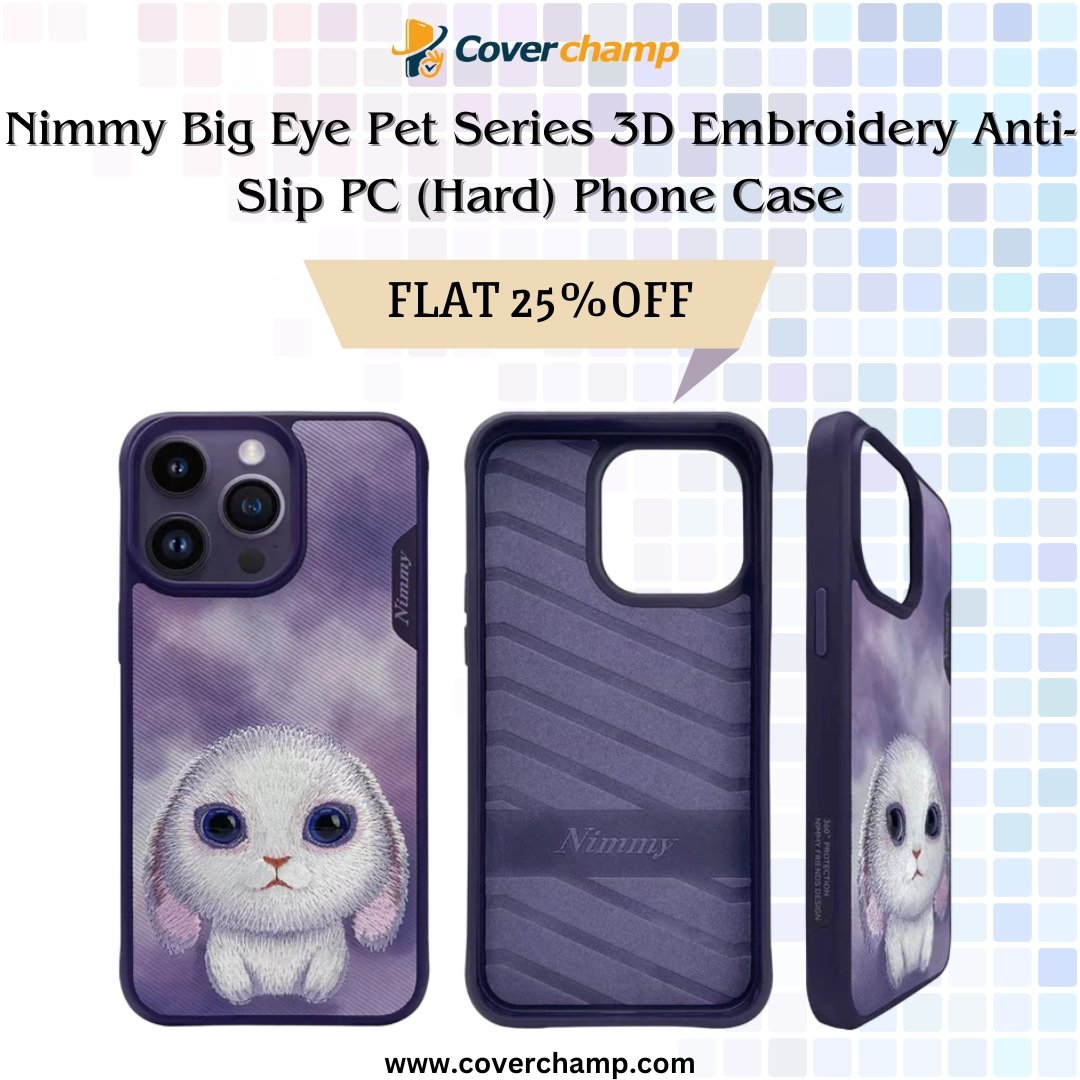 CoverChamp08's tweet image. Snag a deal that's as cute as it is practical! 😍📱Upgrade to our Nimmy Big Eye Pet Series cases, now with a FLAT 25% OFF! 💜🐾 Dive into the details @www.coverchamp.com. #CuteTech #PhoneCaseLove #AntiSlipGrip #3DEmbroidery #DiscountDeals