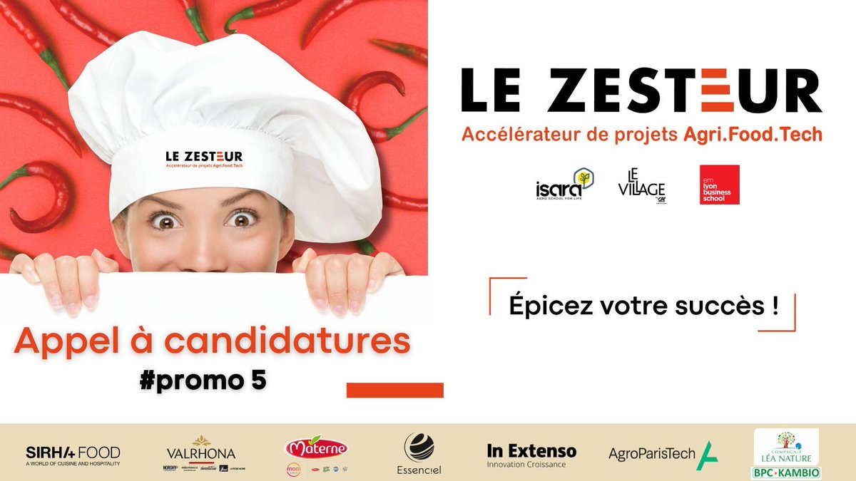 Vincent Opoix (@vincent_opoix) on Twitter photo Envie de donner un coup de fouet à votre #startup ? 👨🍳
Le Zesteur, accélérateur #food créé par <a href="/EMLYON/">emlyon business school</a>Incub, <a href="/isaralyon/">ISARA - 2 campus Lyon & Avignon</a> et Le Village by <a href="/ca_centrest/">Crédit Agricole Centre-est</a>, lance son appel à candidatures pour sa prochaine promotion !
ow.ly/RFVP30sA4Cx
@EMLYON Envie de donner un coup de fouet à votre #startup ? 👨🍳
Le Zesteur, accélérateur #food créé par <a href="/EMLYON/">emlyon business school</a>Incub, <a href="/isaralyon/">ISARA - 2 campus Lyon & Avignon</a> et Le Village by <a href="/ca_centrest/">Crédit Agricole Centre-est</a>, lance son appel à candidatures pour sa prochaine promotion !
ow.ly/RFVP30sA4Cx
@EMLYON