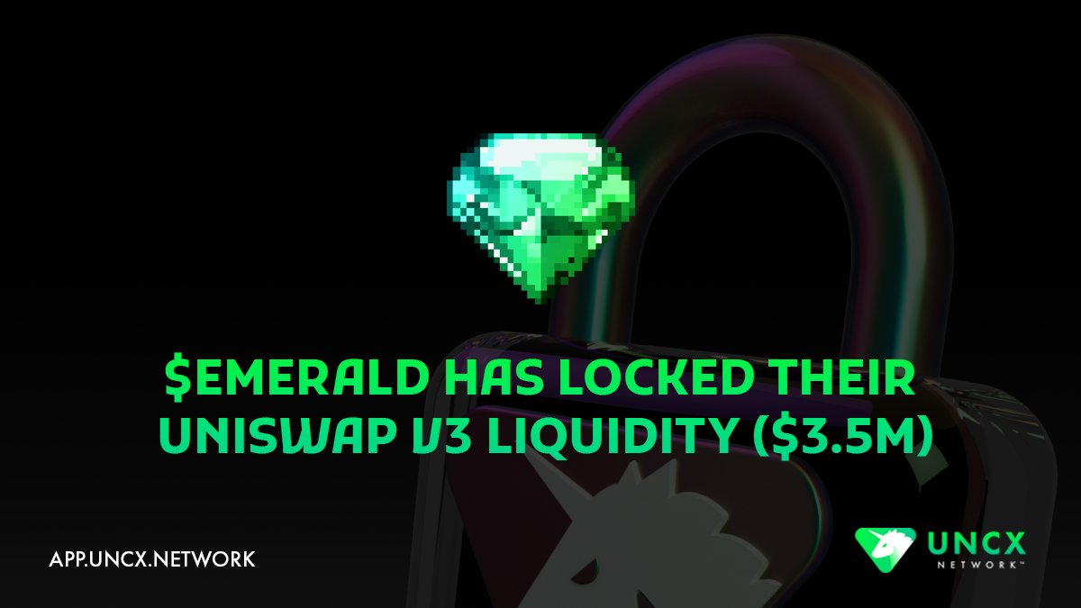 UNCX_token's tweet photo. The @SJ741_EMERALDS team has locked 98% of their liquidity - a lock worth over $3.5m! 🔒🛡️

We continue to be the liquidity lockers of choice for projects with large sums to secure. We thank you for trusting our reputed non-custodial technology. 

Lock info: https://t.co/pOcES5VSWt #SJ741
