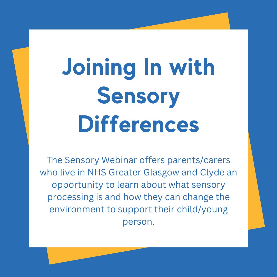 The Occupational Therapy Team have arranged some training sessions for parents/carers. These sessions are only for those living in the NHS Greater Glasgow and Clyde area. Find out more and sign up for sessions here nhsggc.org.uk/kids/life-skil…