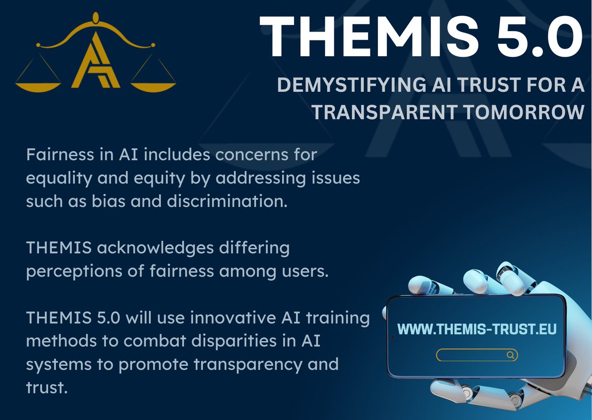 👥THEMIS users will have access to human-interpretable explanations of how the AI system takes a specific set of inputs and reaches a conclusion 💫An inventive, user-friendly, explainable AI ecosystem will boost users' confidence in the system's judgement. themis-trust.eu