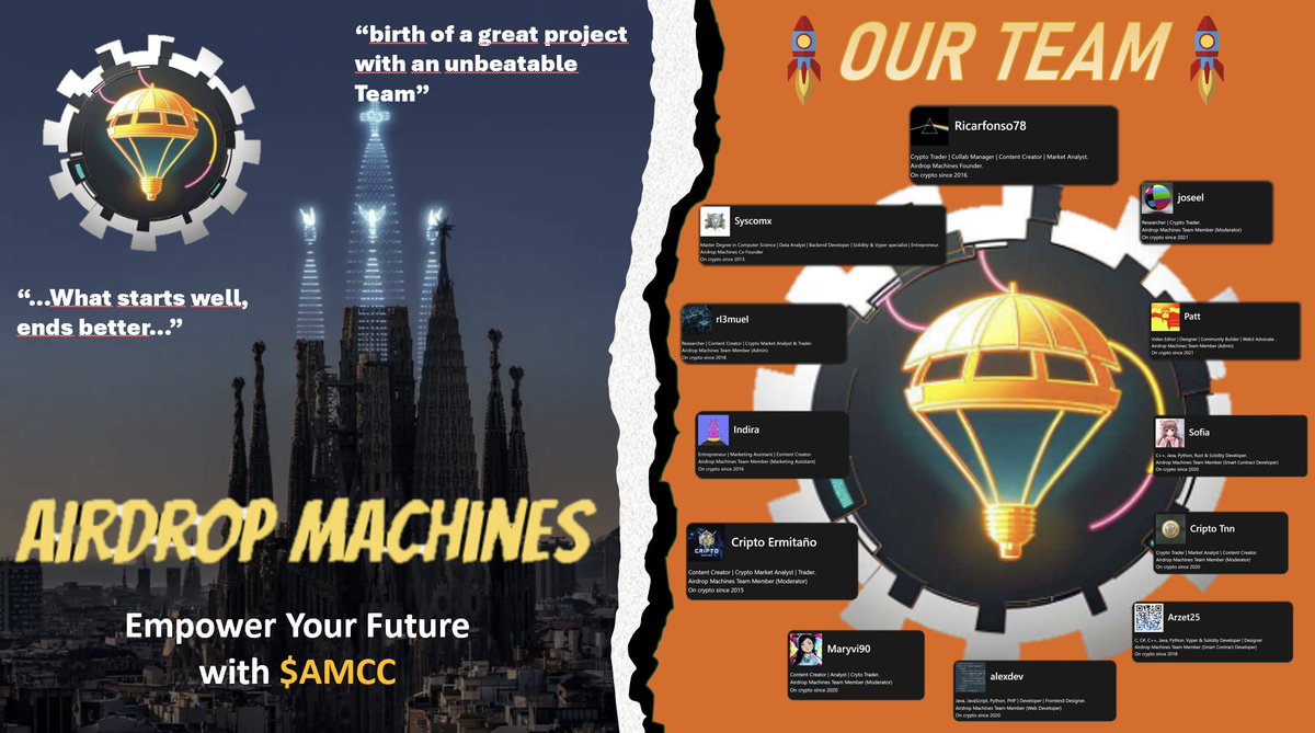 EnricOrtegaMar1's tweet photo. 👌Who ever thought that behind a great project, there is a great TEAM?👌
👀I present it to you below ⬇️
📷webside: https://t.co/H6lTe6Zy0X
📷Discord: https://t.co/NuO7YyuQId
📷X: @AmccMachines
📷#AMCCTOKEN
🧵 https://t.co/QuuLGuwJID