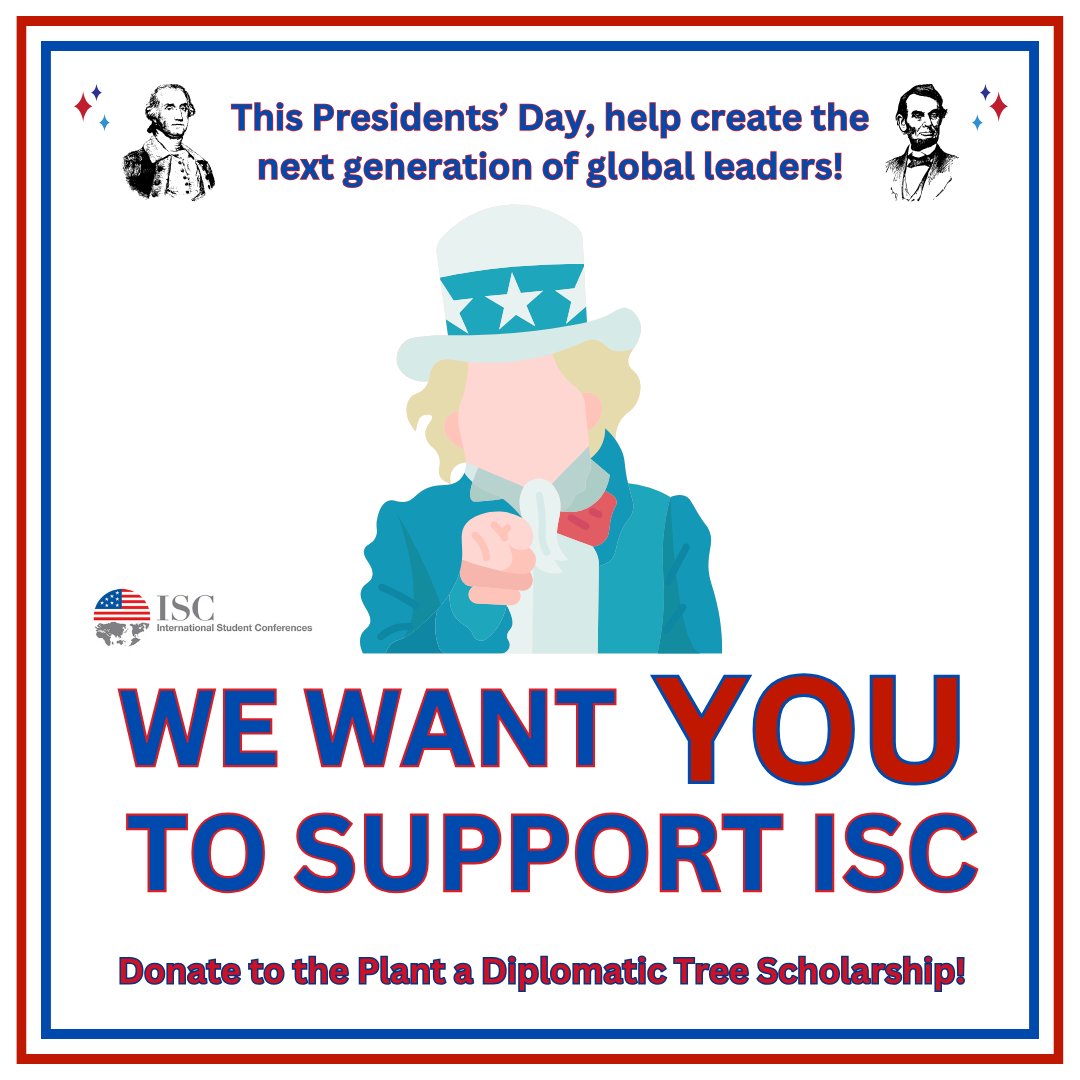 isc_dc's tweet photo. This Presidents' Day, we want YOU to support ISC! Help create the next generation of global leaders! https://t.co/cDVUtGwe05
#iscdc #jasc #kasc #chasc #usasia #globalcitizen #futuregeneration #presidentsday #support #fundraising #scholarship https://t.co/JW4ruCsp7a