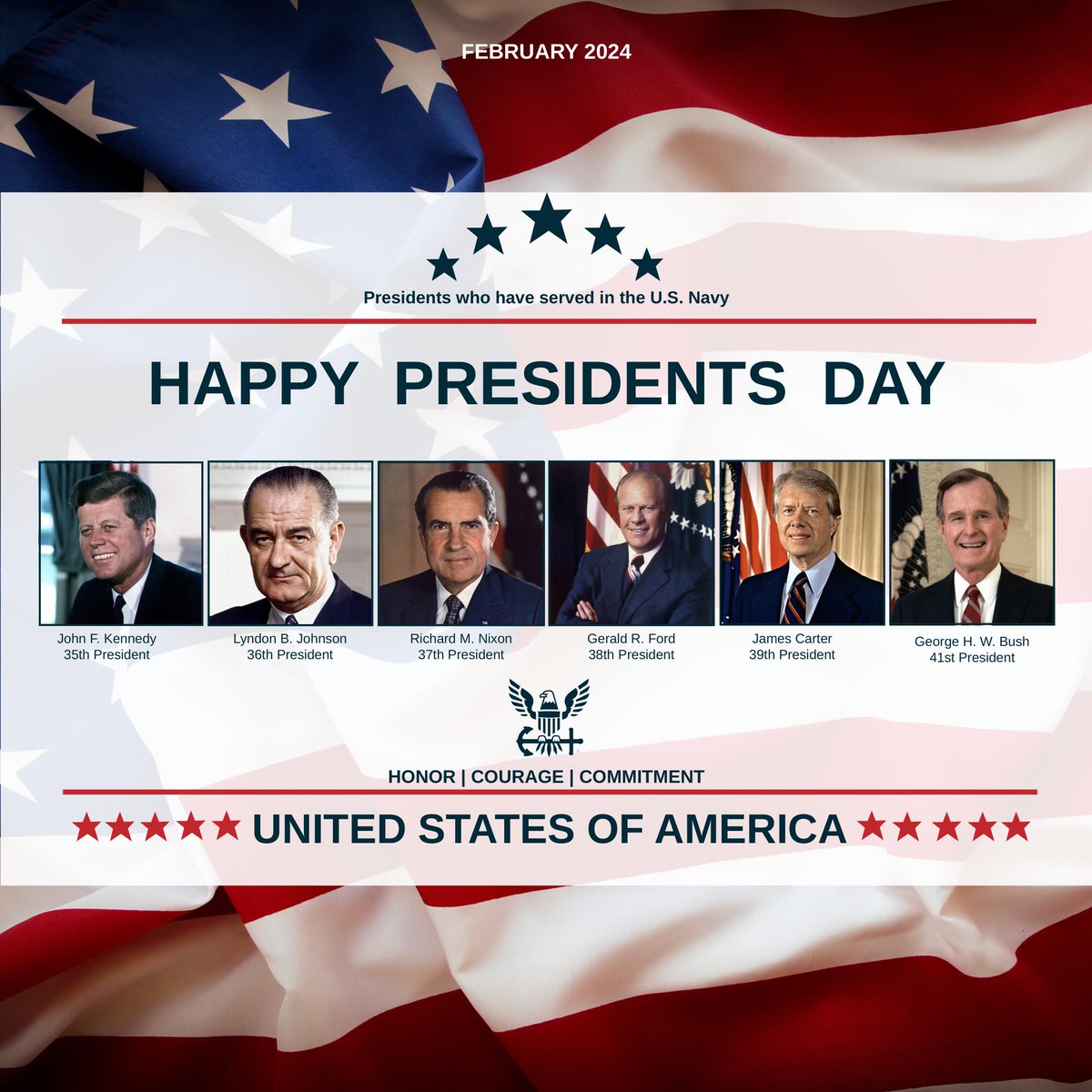 🇺🇸 Today, the United States Navy celebrates all U.S. presidents past and present! We would like to wish everyone in our Navy family a safe, happy, and smooth-sailing #PresidentsDay ⚓
